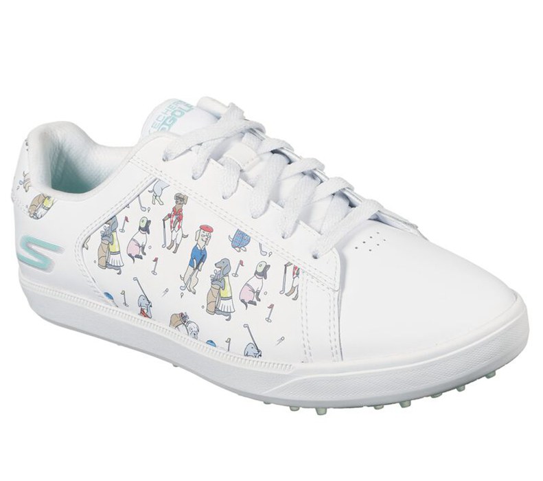 Skechers Go Drive 4 - Dogs At Play - Womens Golf Shoes White/Blue [AU-NQ0076]